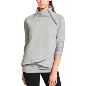 Athleta Cozy Karma asymmetrical pullover sweatshirt grey Medium